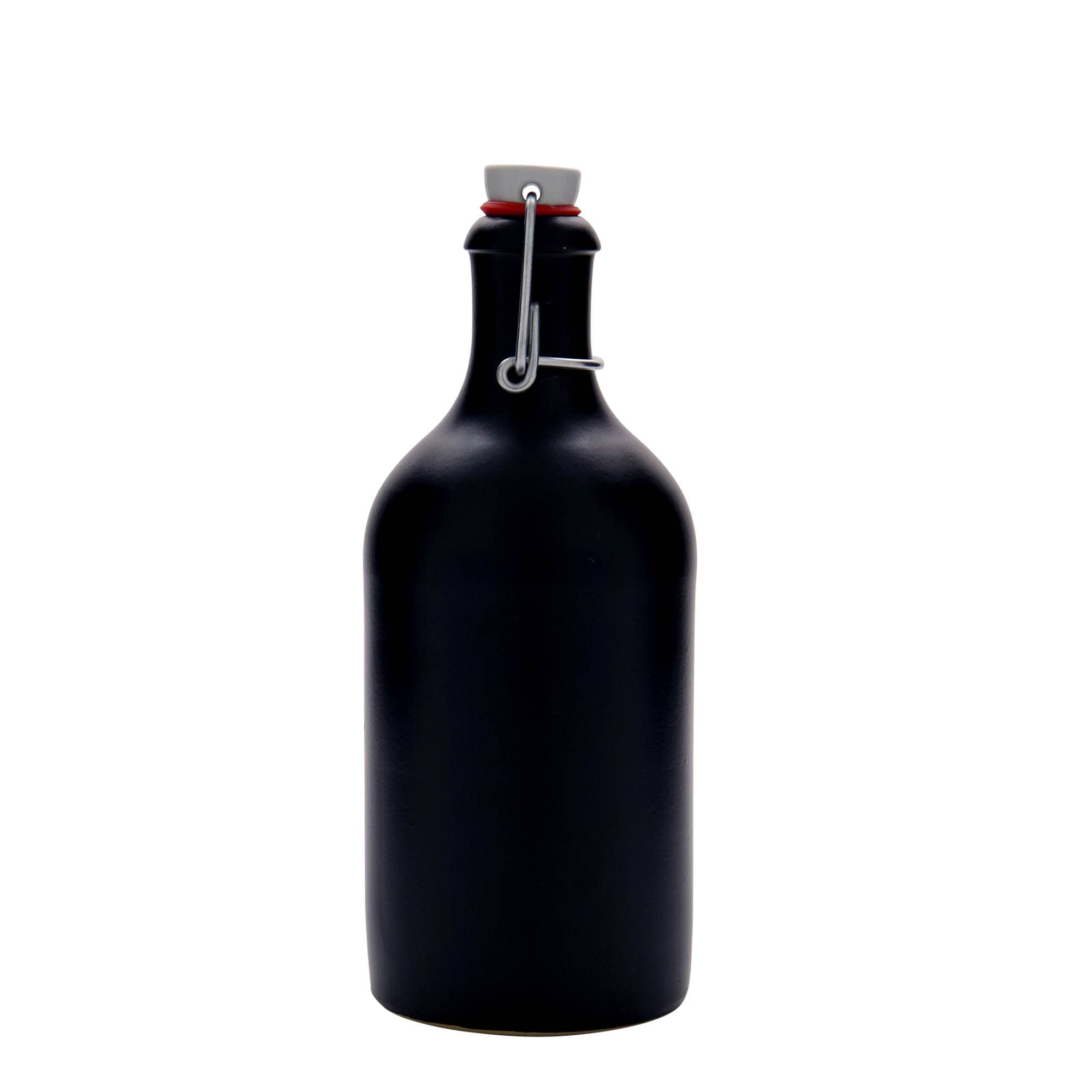 Ulcior de lut de 500 ml, ceramică, negru, închidere: Dop de plută