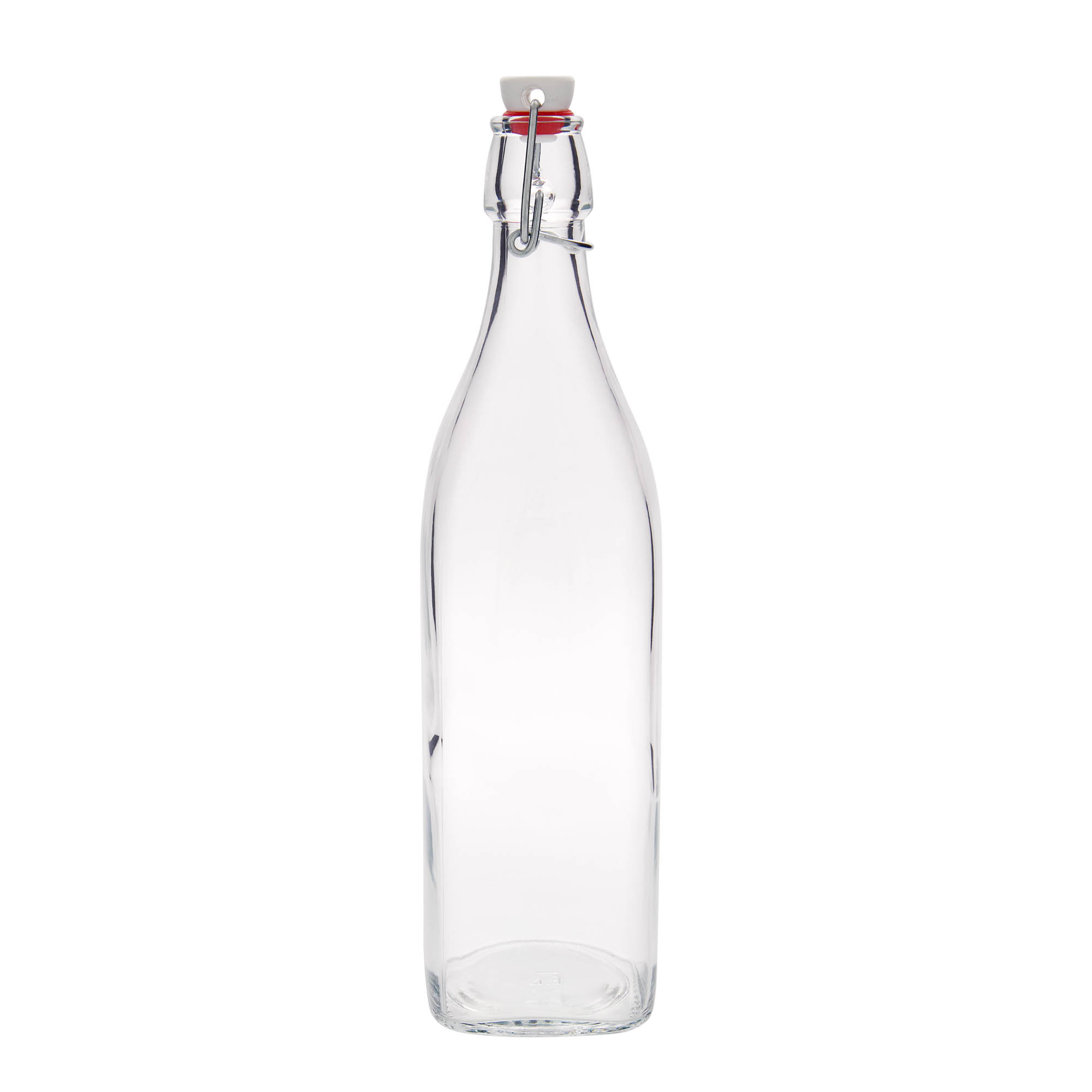 Sticlă din sticlă de 1.000 ml „Swing”, pătrată, închidere: Dop tip Swing top