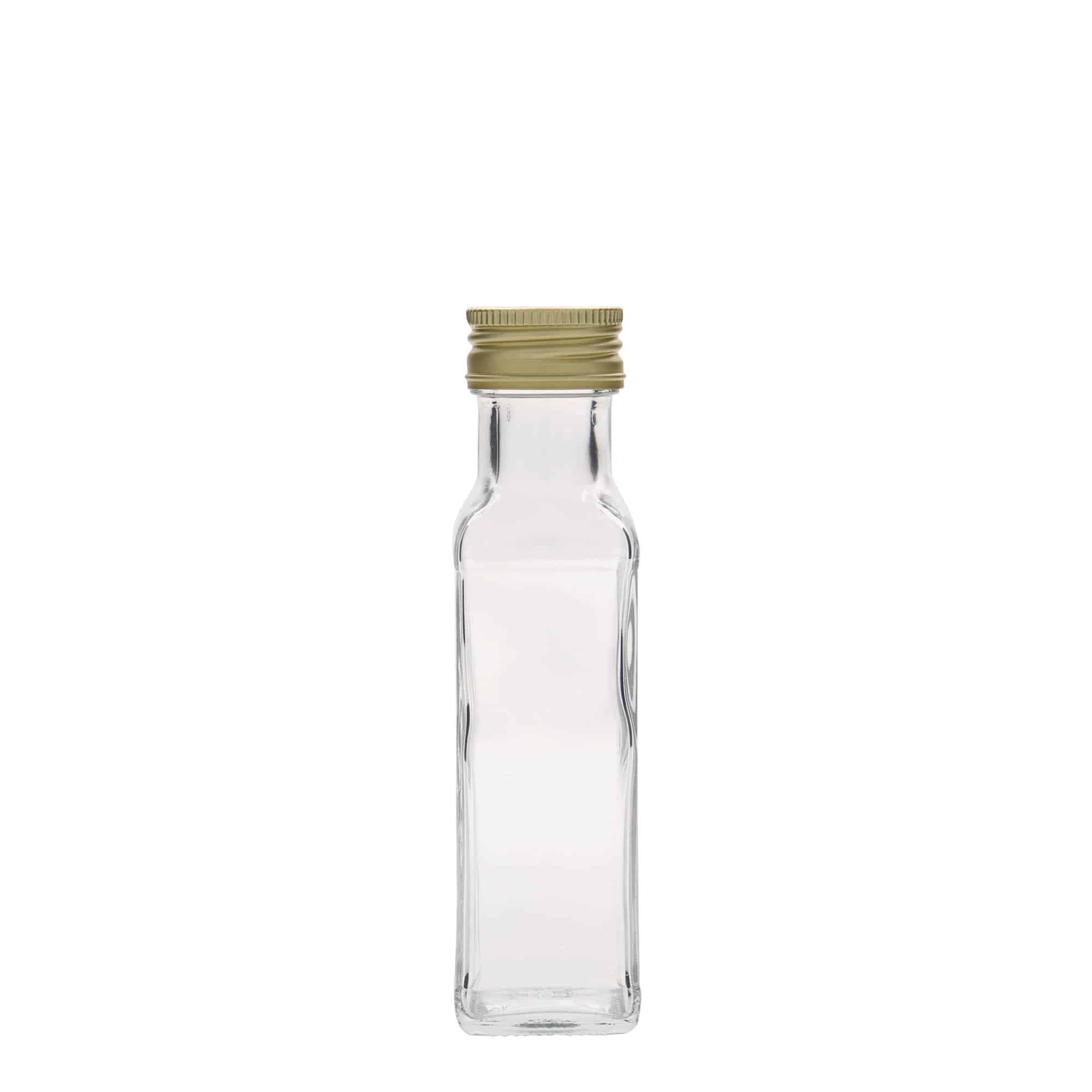 Sticlă din sticlă de 100 ml „Marasca”, pătrată, închidere: PP 31,5