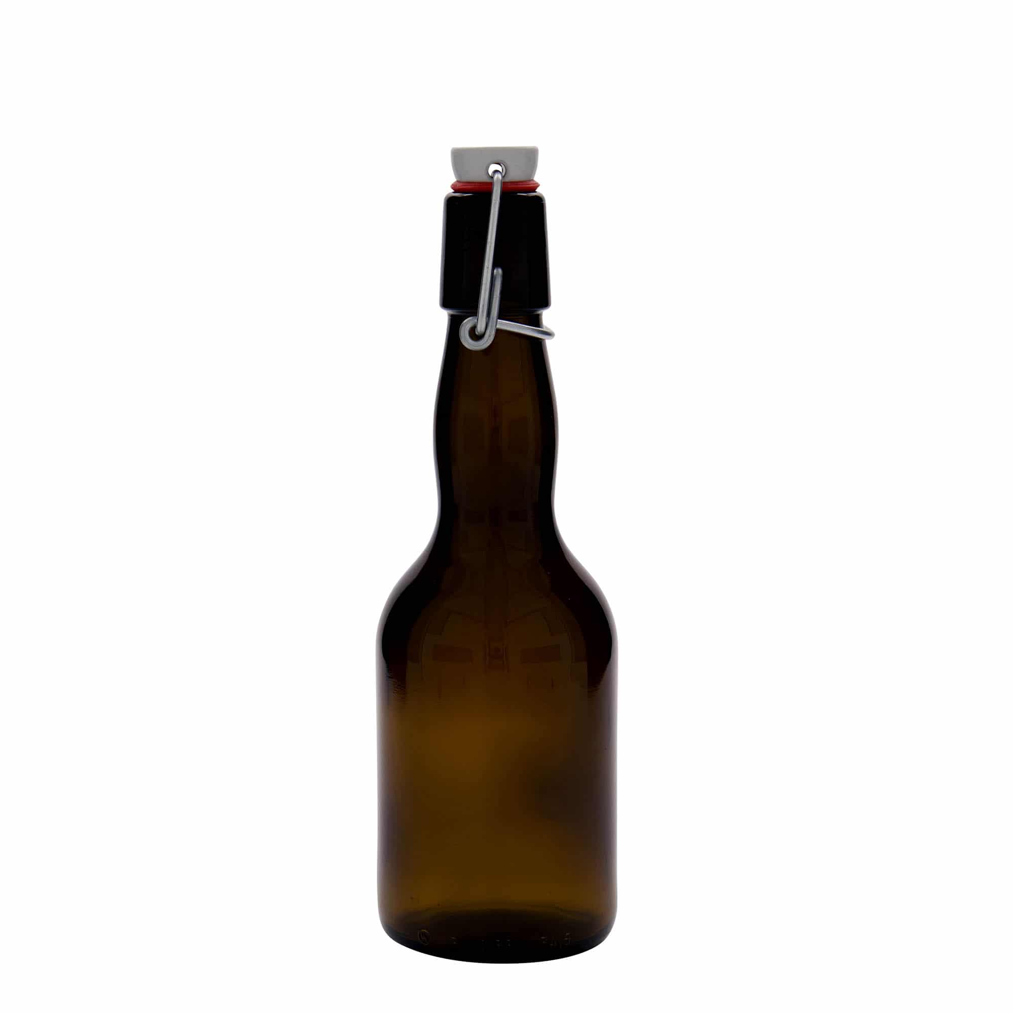 Sticlă de bere de 330 ml cu gât bombat, sticlă, maro, închidere: Dop tip Swing top