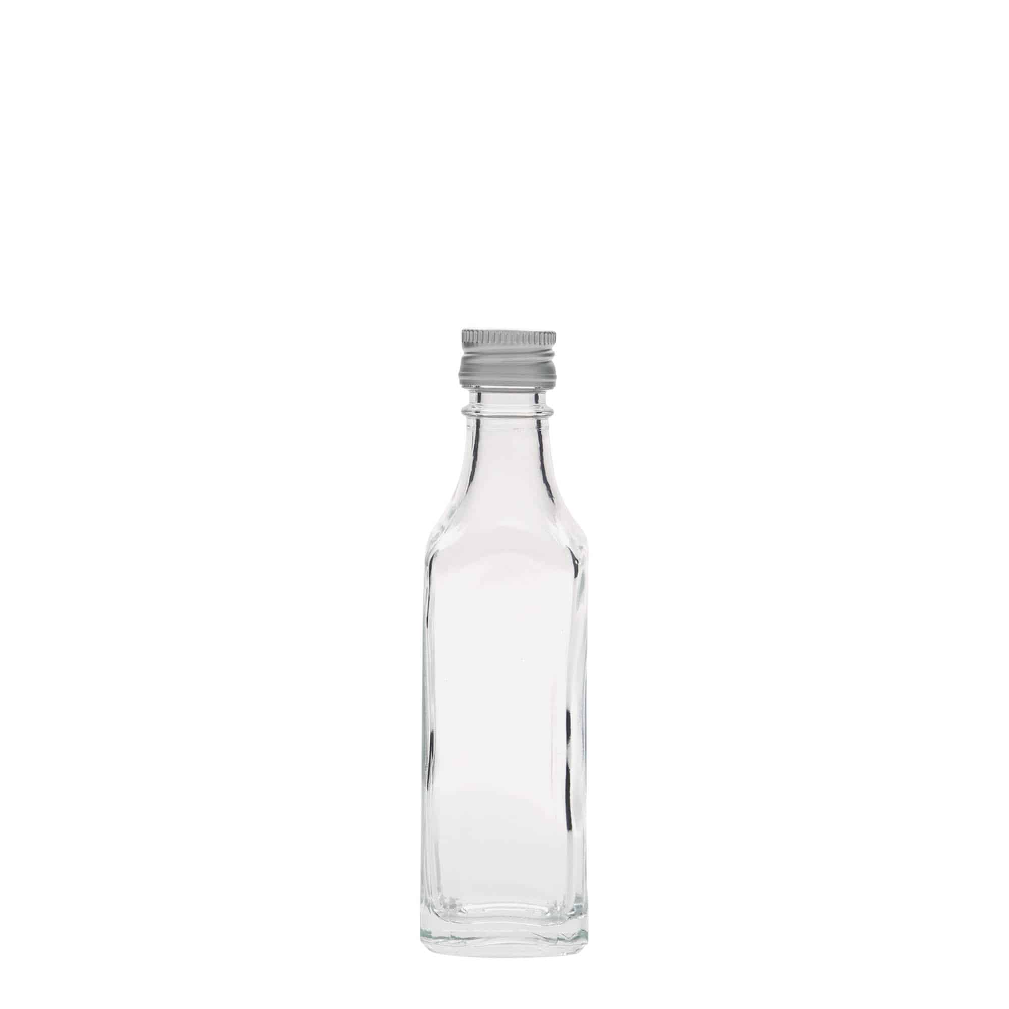 Sticlă din sticlă de 50 ml „Siena”, pătrată, închidere: PP 18