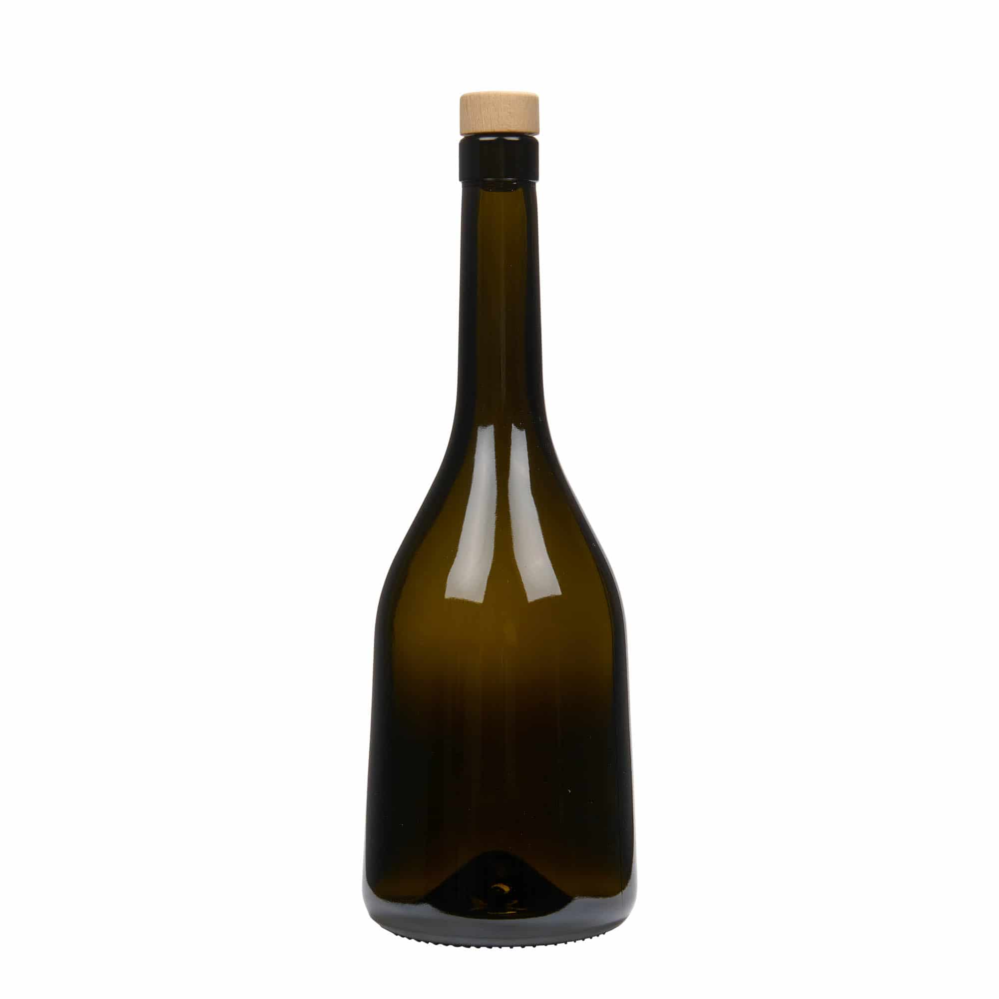 Sticlă din sticlă de 750 ml „Rustica”, verde antic, închidere: Dop de plută