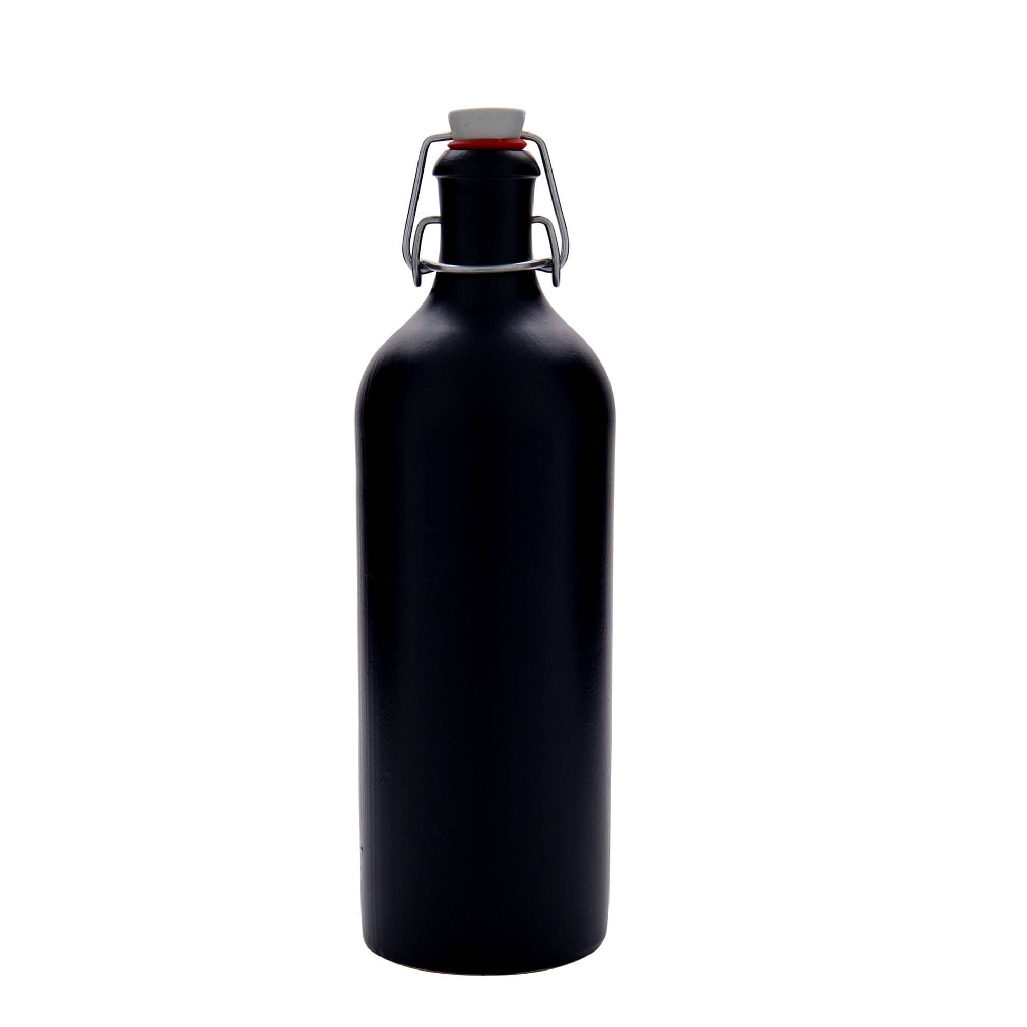 Ulcior de lut de 750 ml, ceramică, negru, închidere: Dop tip Swing top