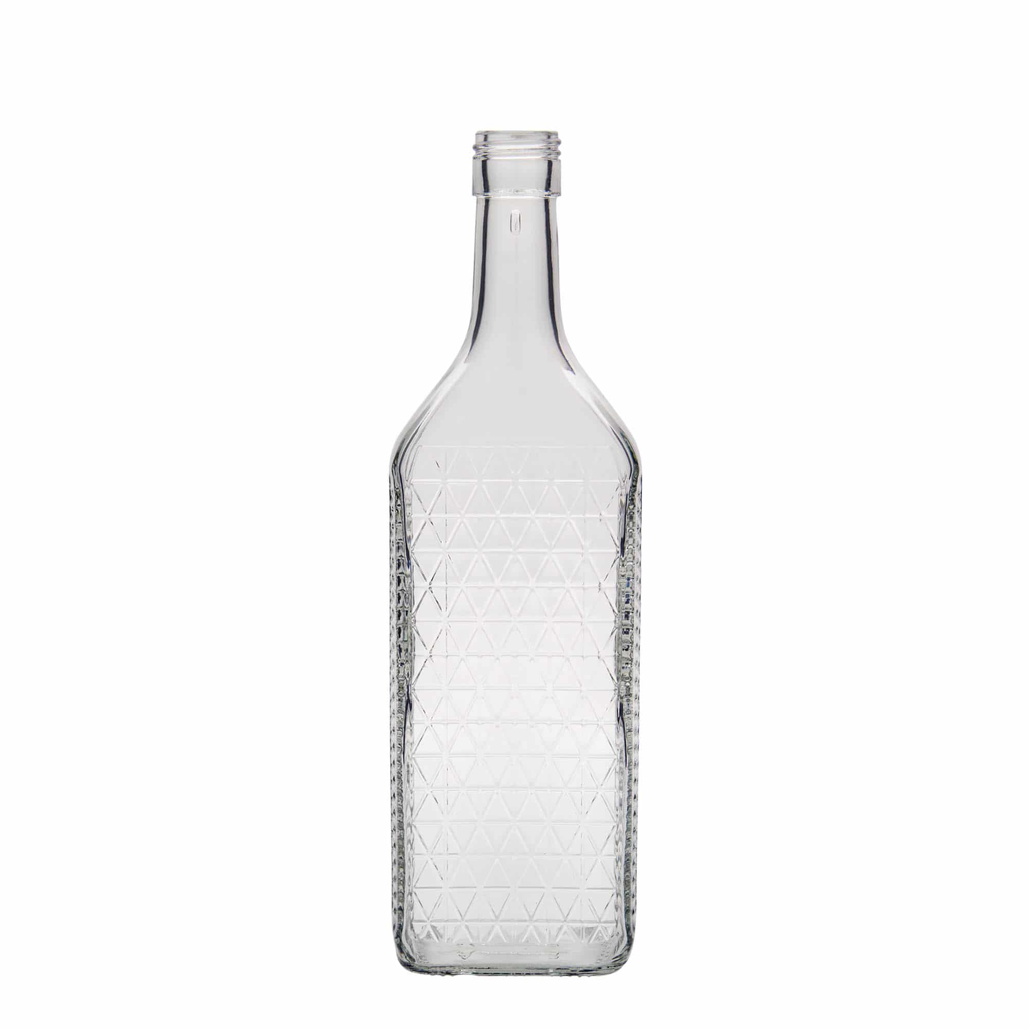 Sticlă din sticlă de 700 ml „Caruso”, dreptunghiulară, închidere: PP 31,5