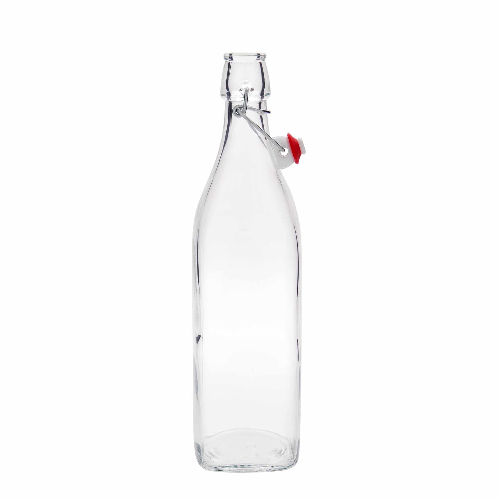 Sticlă din sticlă de 1.000 ml „Swing”, pătrată, închidere: Dop tip Swing top