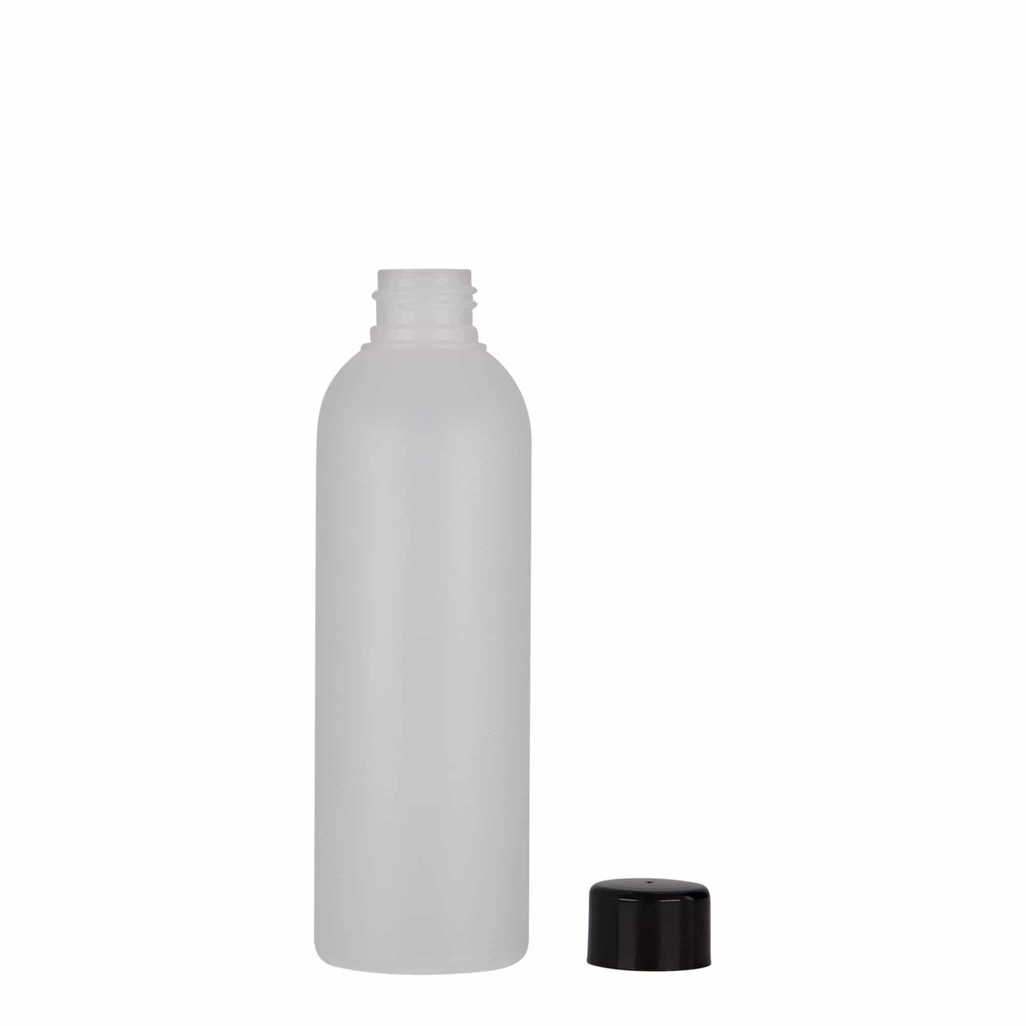 Sticlă din plastic de 200 ml „Tuffy”, HDPE, natur, închidere: GPI 24/410