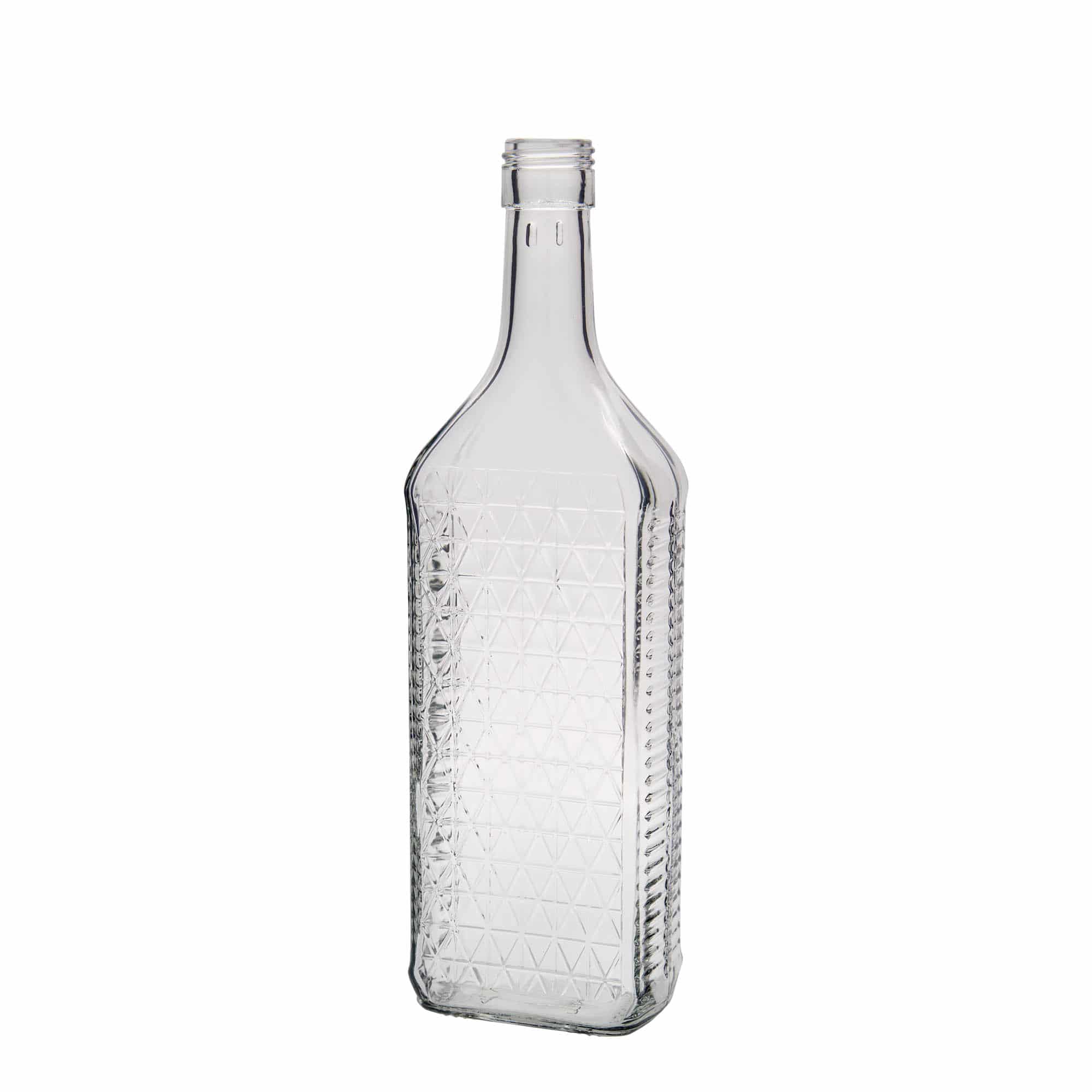 Sticlă din sticlă de 700 ml „Caruso”, dreptunghiulară, închidere: PP 31,5