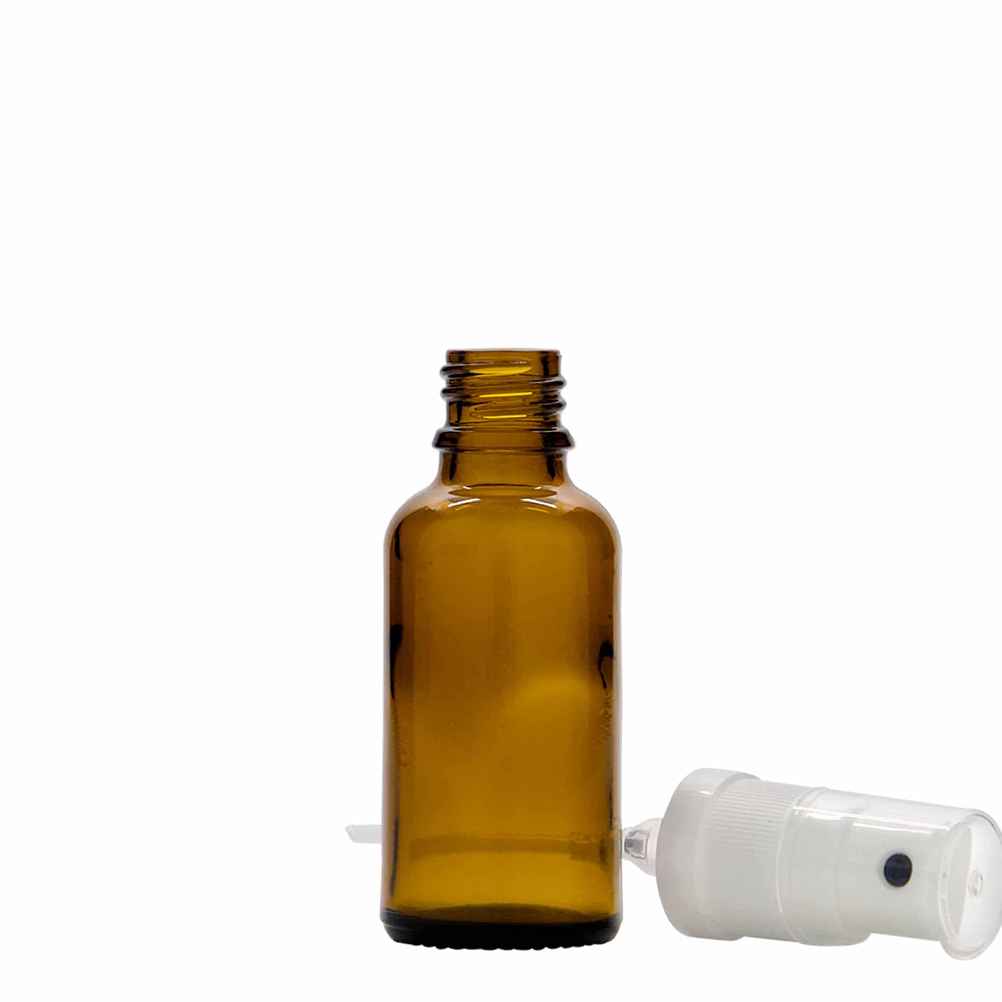 Flacon spray farmaceutic de 30 ml, sticlă, maro, închidere: DIN 18