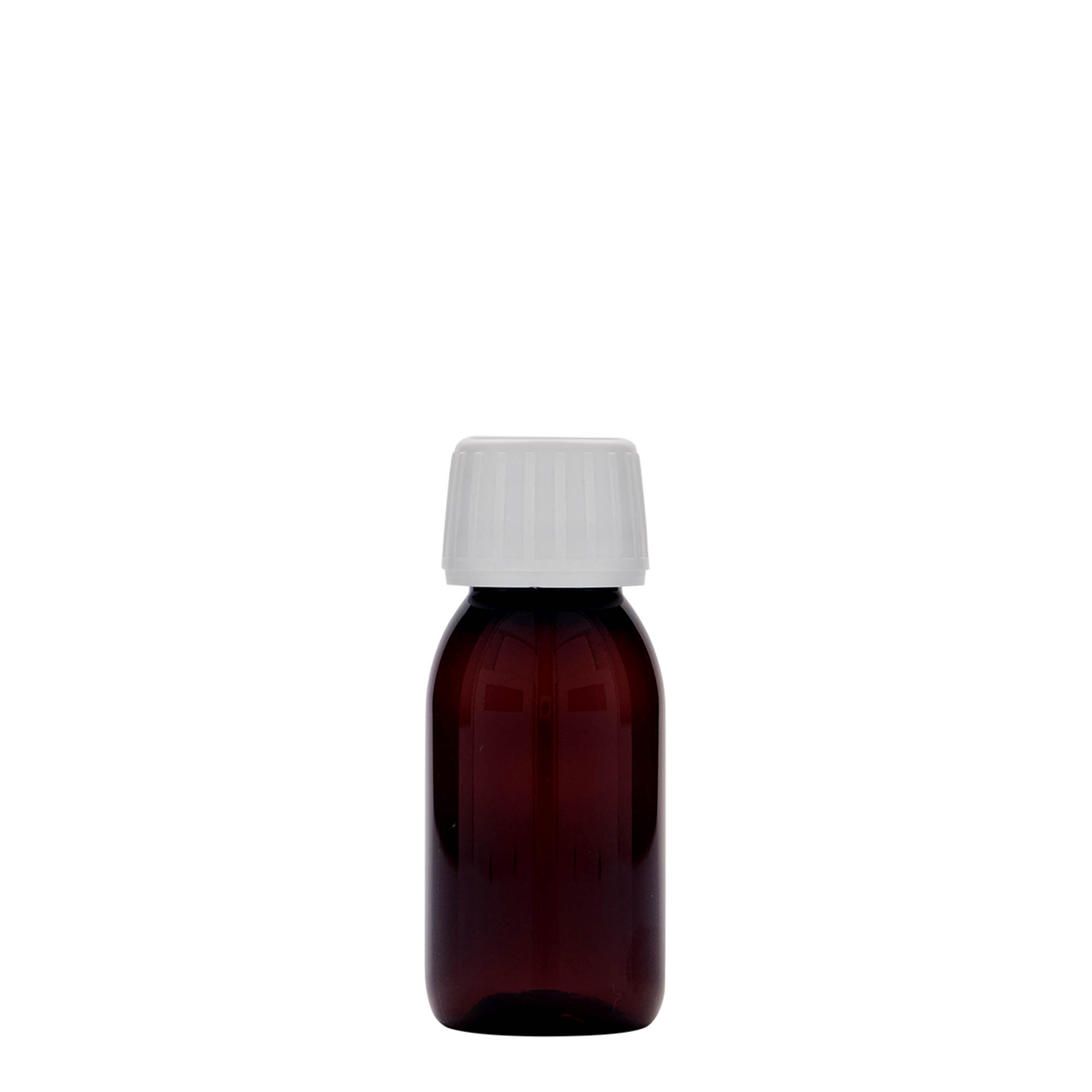 Sticlă medicinală PET de 60 ml, maro, material plastic, închidere: PP 28