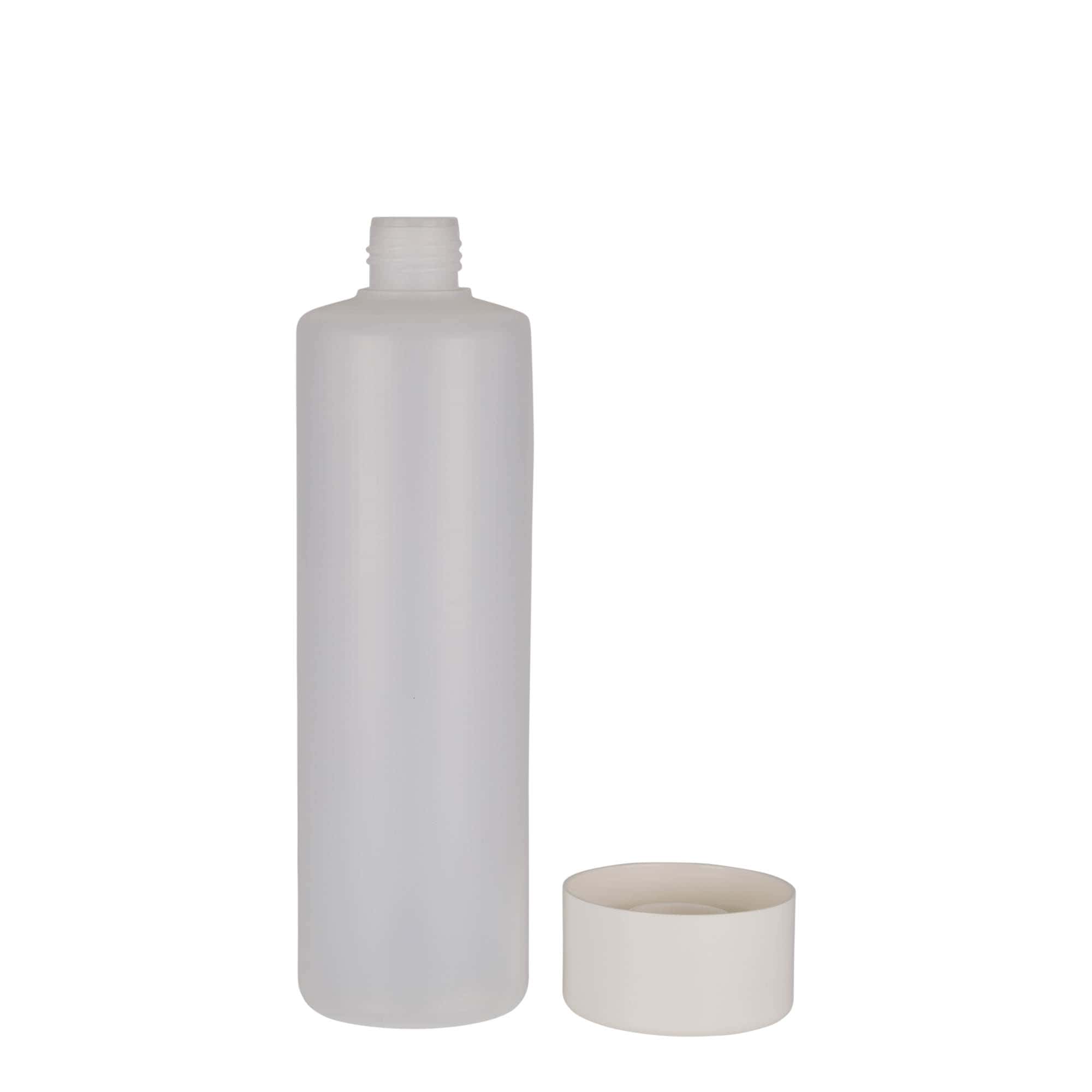 Sticlă cilindrică de 500 ml, material plastic PE, natur, închidere: Capac filetat