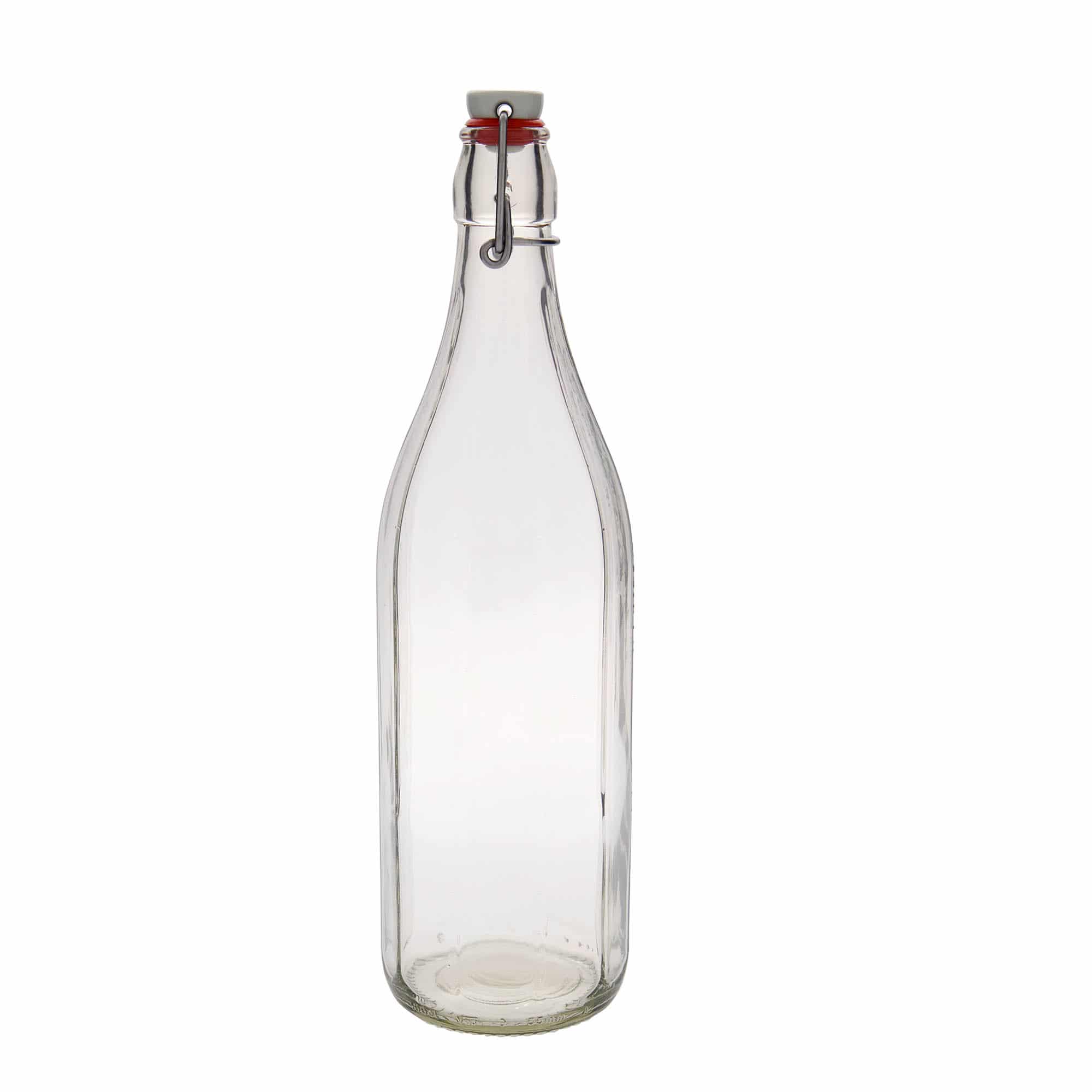 Sticlă din sticlă de 1.000 ml „Bravo”, decagonal, închidere: Dop tip Swing top