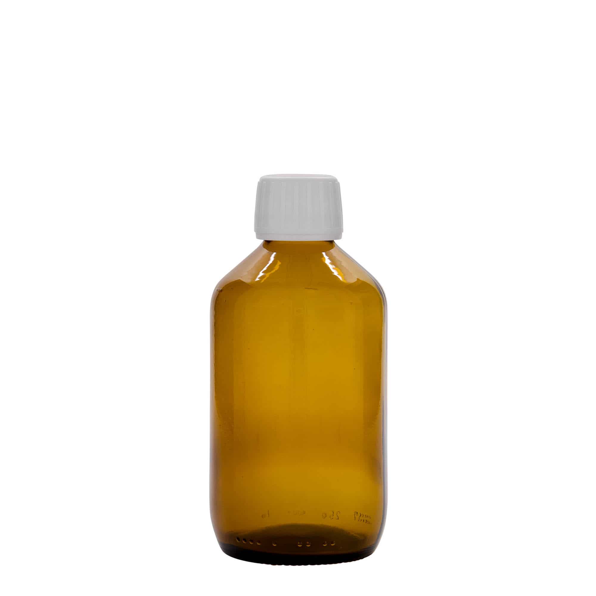 Sticlă medicinală de 250 ml, maro, sticlă, închidere: PP 28