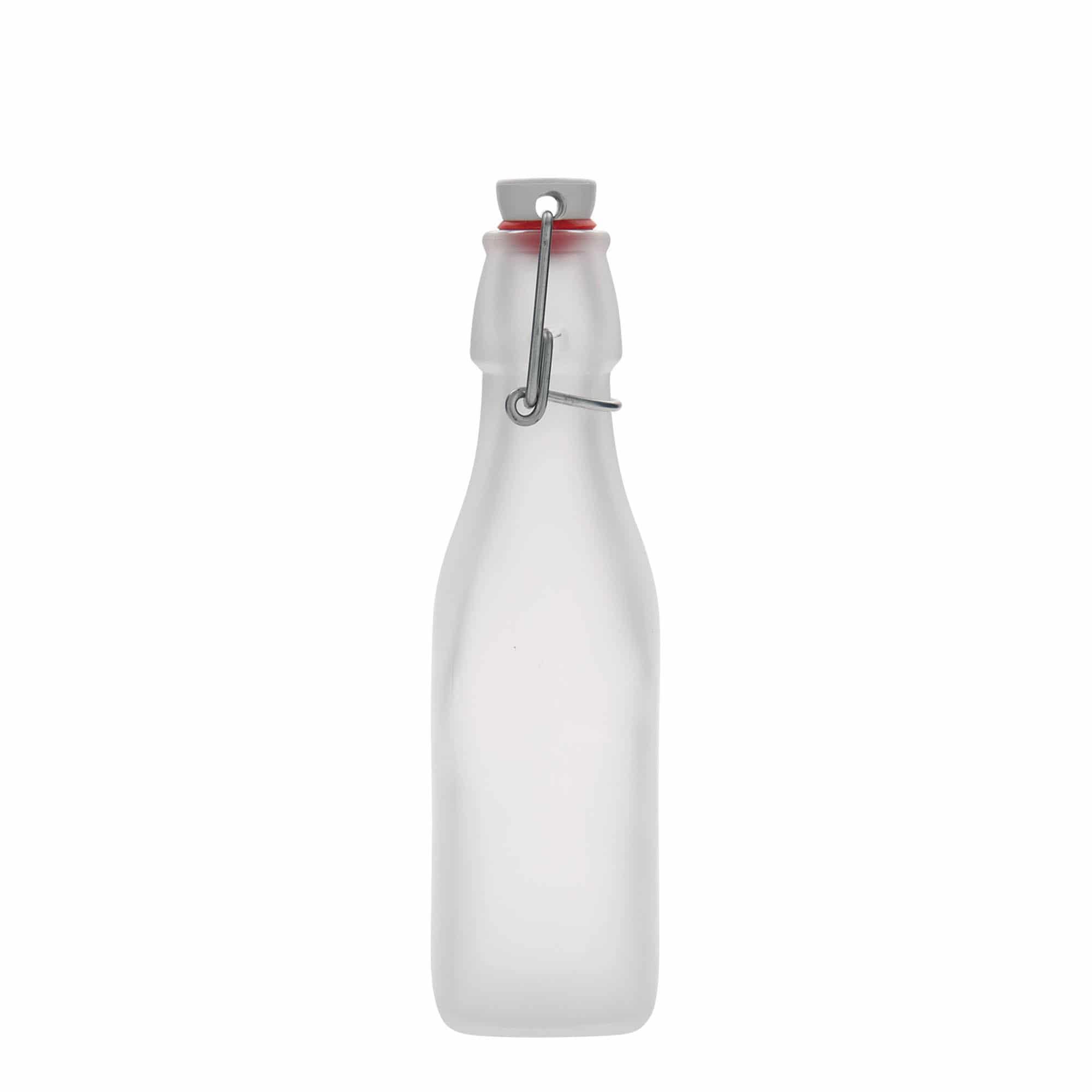 Sticlă din sticlă de 250 ml „Swing”, pătrată, albă, închidere: Dop tip Swing top