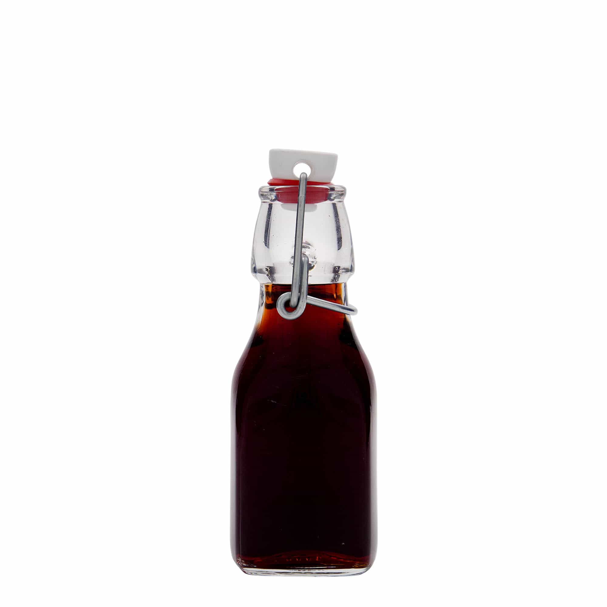 Sticlă din sticlă de 125 ml „Swing”, pătrată, închidere: Dop tip Swing top