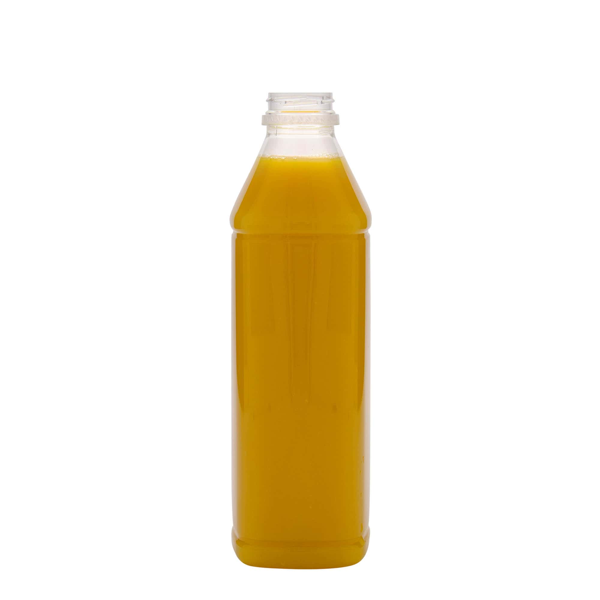 Sticlă PET de 1.000 ml „Milk and Juice Carré”, pătrată, material plastic, închidere: 38 mm